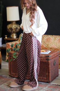 Allee Polka Dot Pants in Dark Brown