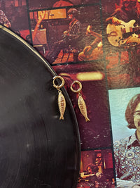 Fish Charm 18K Gold Plated Huggie Earrings