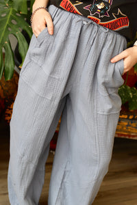 Gauze Wide Leg Pants in Denim