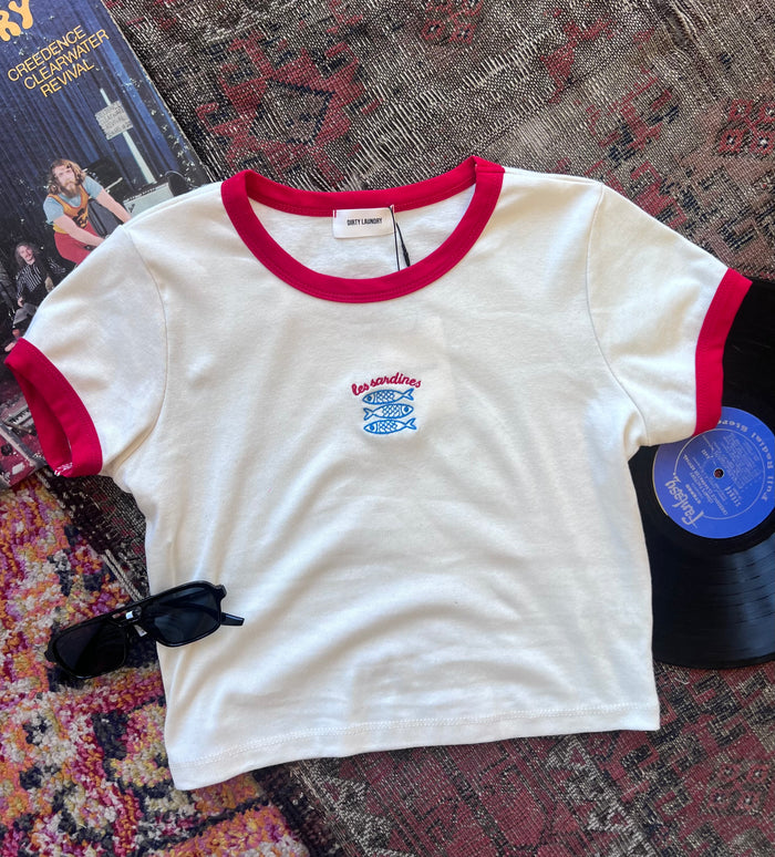 Les Sardines Cropped Ringer Tee