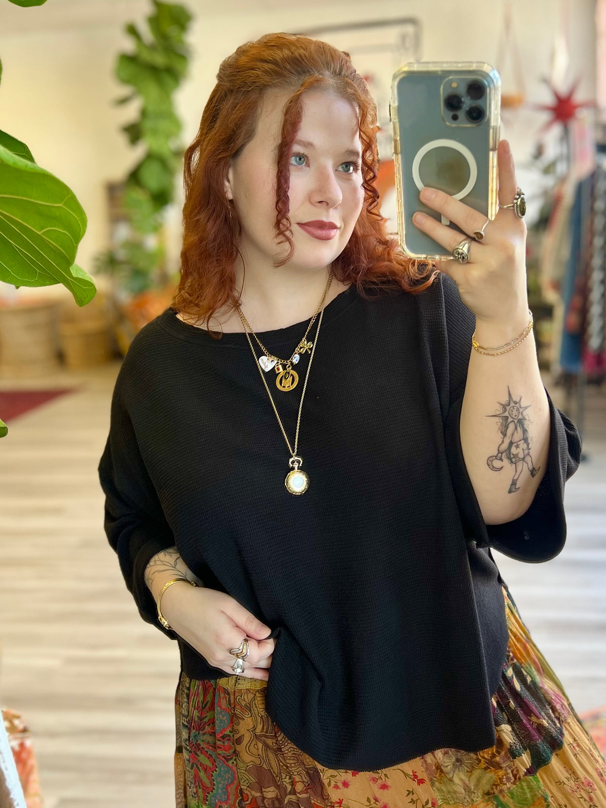 Curve + Holly Scoop Hem Top in Black