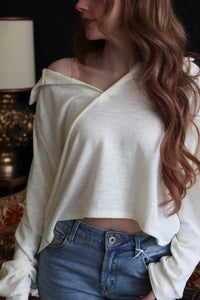 Cream Collared Relaxed Fit Long Sleeve