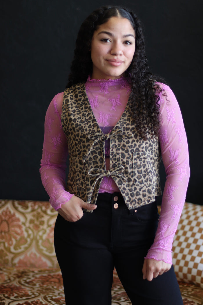 580 Lace Layer Top + Bright Mauve