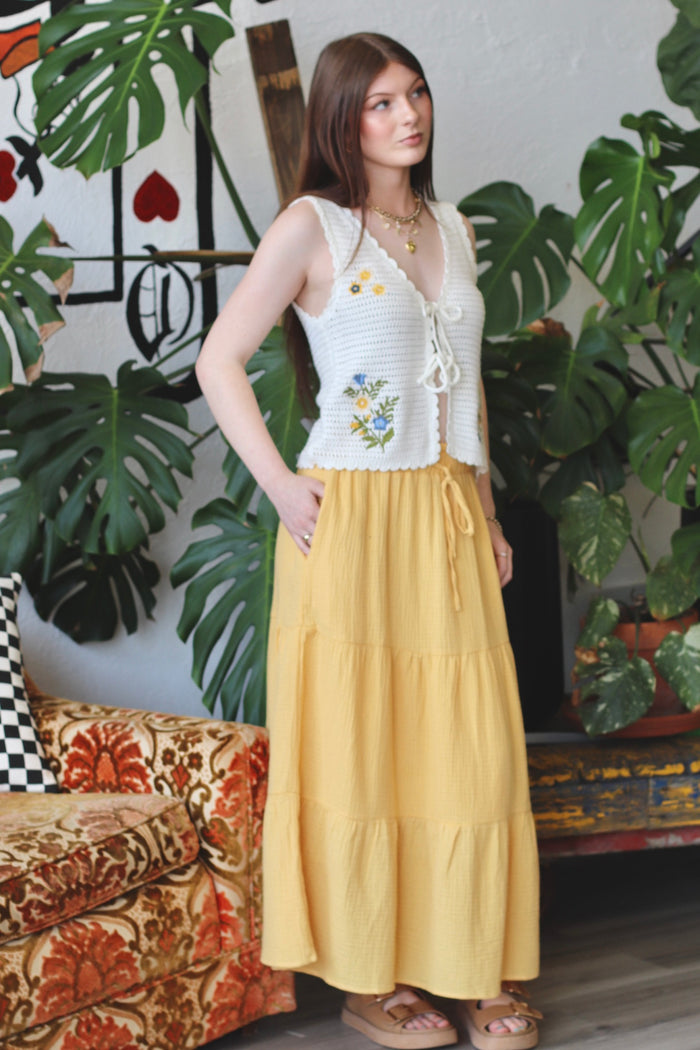 Garden Life Maxi Skirt in Yellow