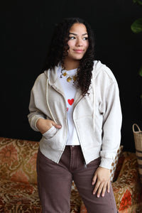 Acid Wash Zipper Jacket in Mocha