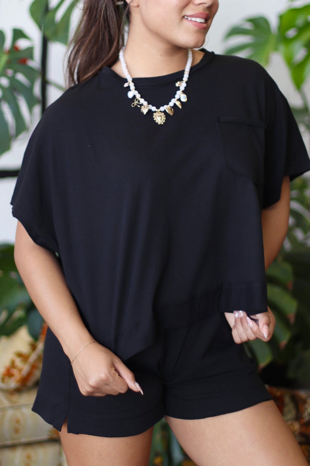 580 Friday - Lexi Boxy Short Set in Black