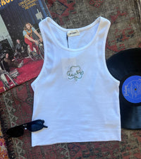 Lucky Clover White Tank Top