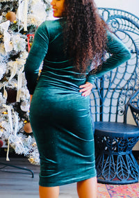 Glitter Velvet Midi Dress + Teal