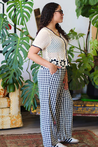 Louise Black Checkered Casual Pants