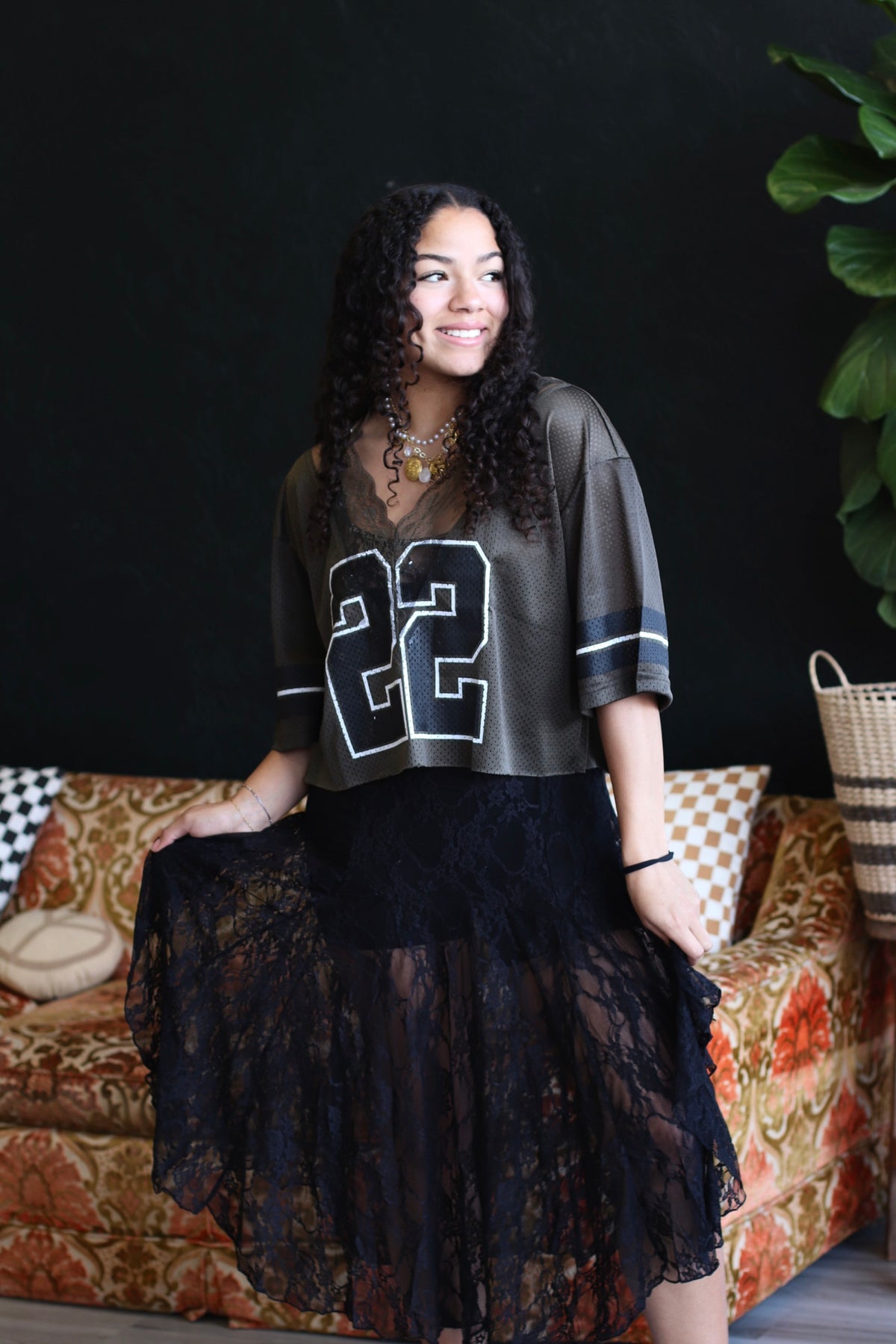 Black Lace Sheer Layering Dress