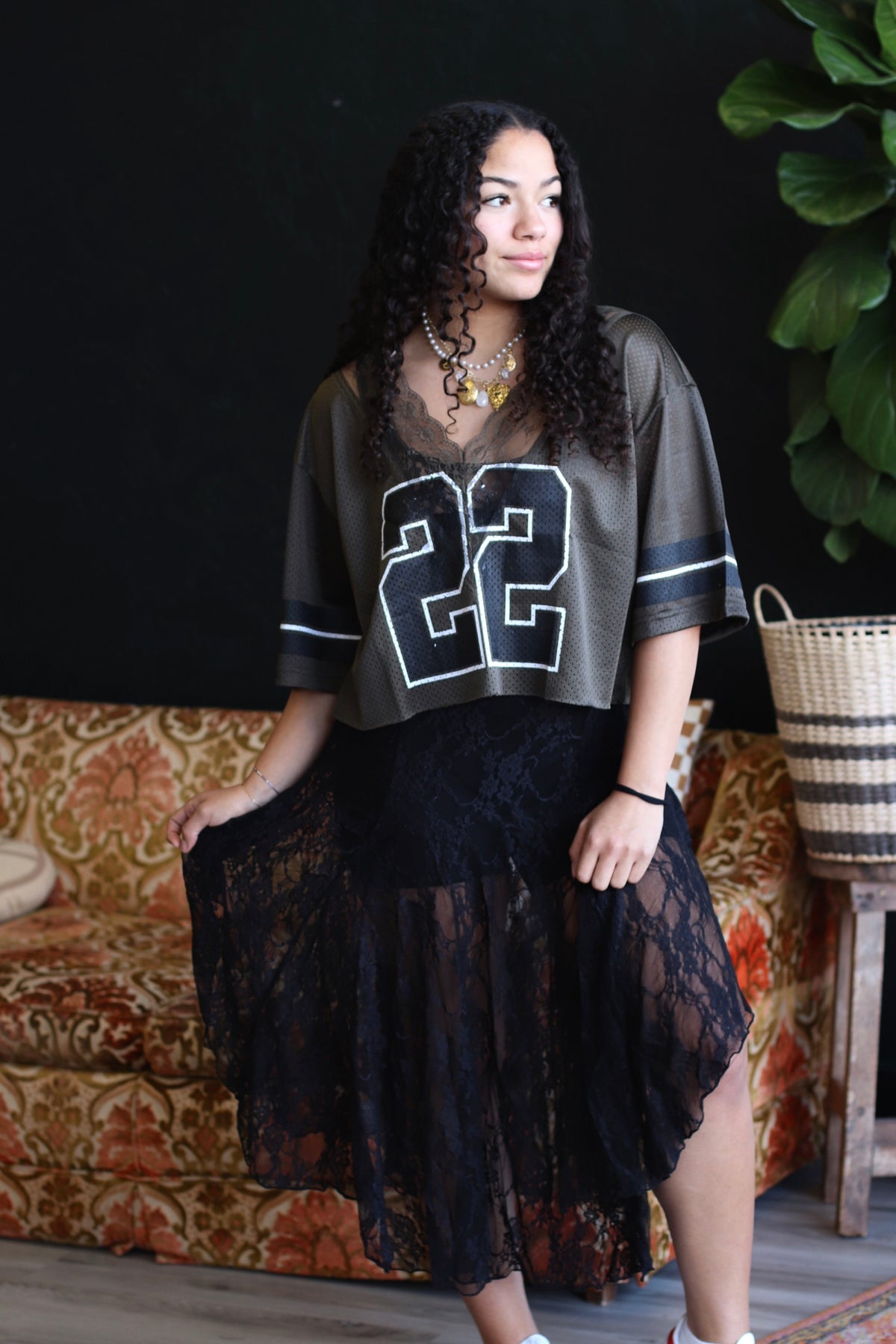 Black Lace Sheer Layering Dress