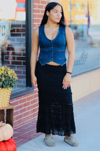 Melanie Mermaid Midi Skirt + Black