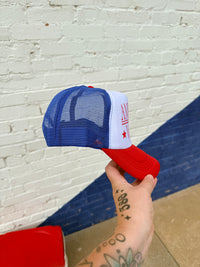 580 Trucker Hat + American Woman RWB