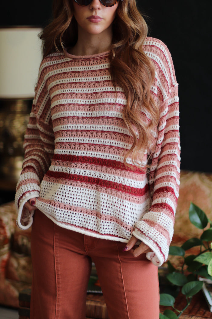 Summer To Fall Crochet Sweater + Cranberry