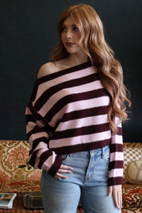 Leslie Burgundy Striped Long Sleeve
