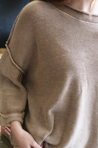 Oversized Ashen Mocha Inverted Seam Sweater