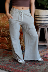 Mineral Wash Wide Leg Pants + Beige