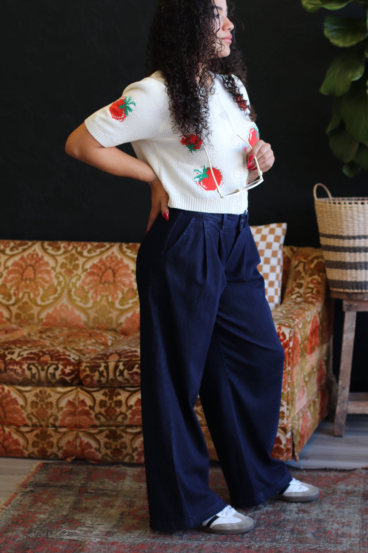 Meryl Blue Pleated Palazzo Pants