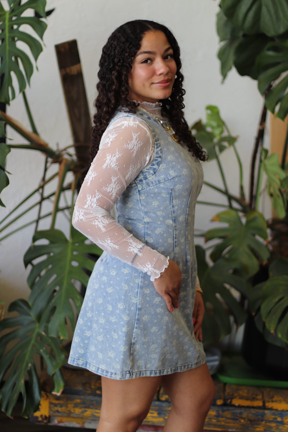 Floral Denim Mini Dress