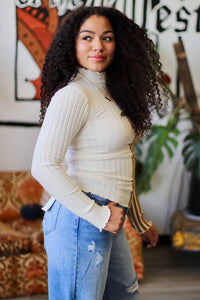 Striped Knit Long Sleeve Top in Mustard