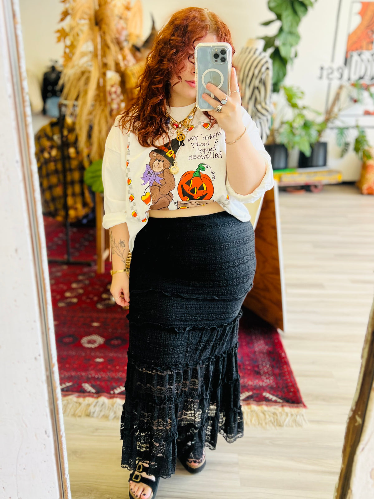 Melanie Mermaid Midi Skirt + Black