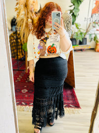 Melanie Mermaid Midi Skirt + Black