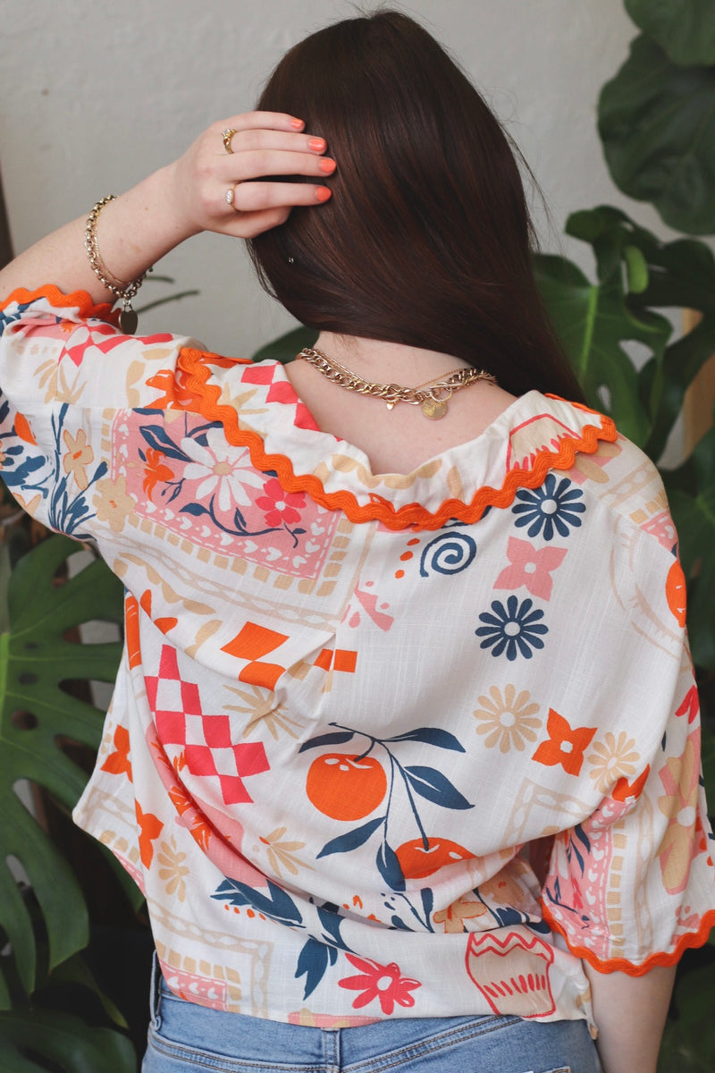 Citrus Summer Button Down Top