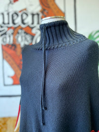 Vault Vintage | Black Fringe Poncho Large