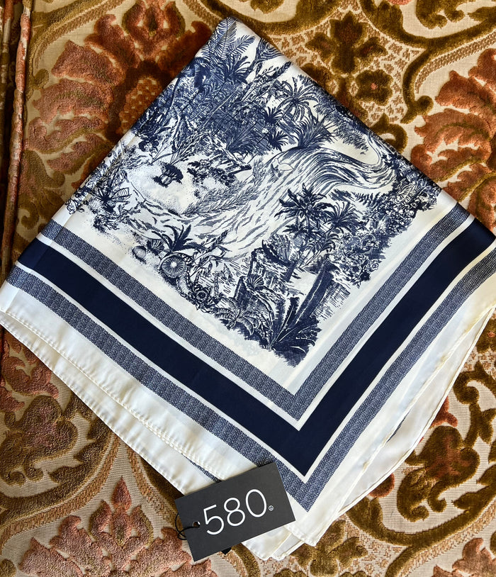 Forest Scene Navy & Ivory Bandana Scarf