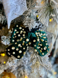 Velvet Rhinestone & Pearl Bow