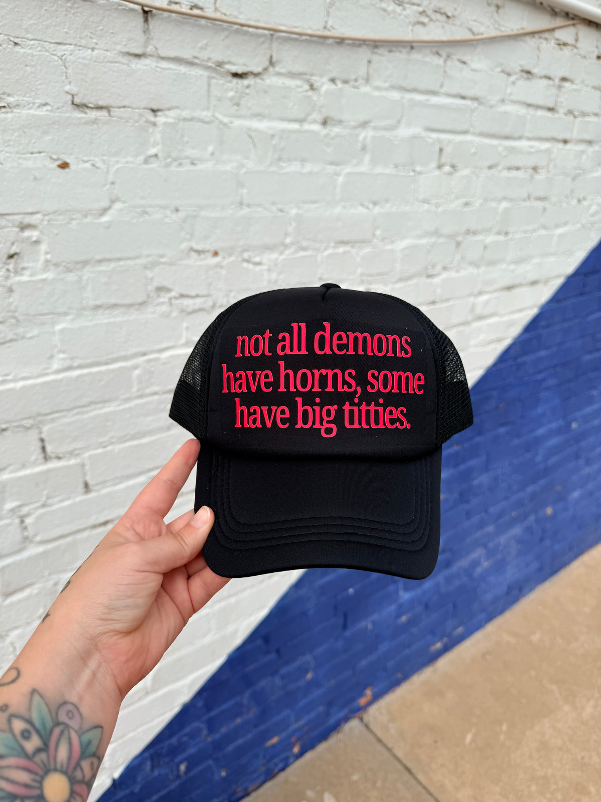 580 Trucker Hat +Black Not All Demons