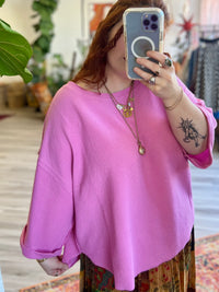 Curve + Holly Scoop Hem Top in Pink