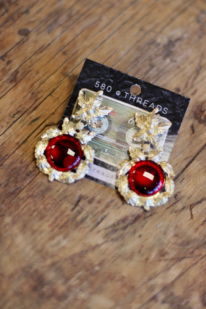 Retro Red & Gold Earrings