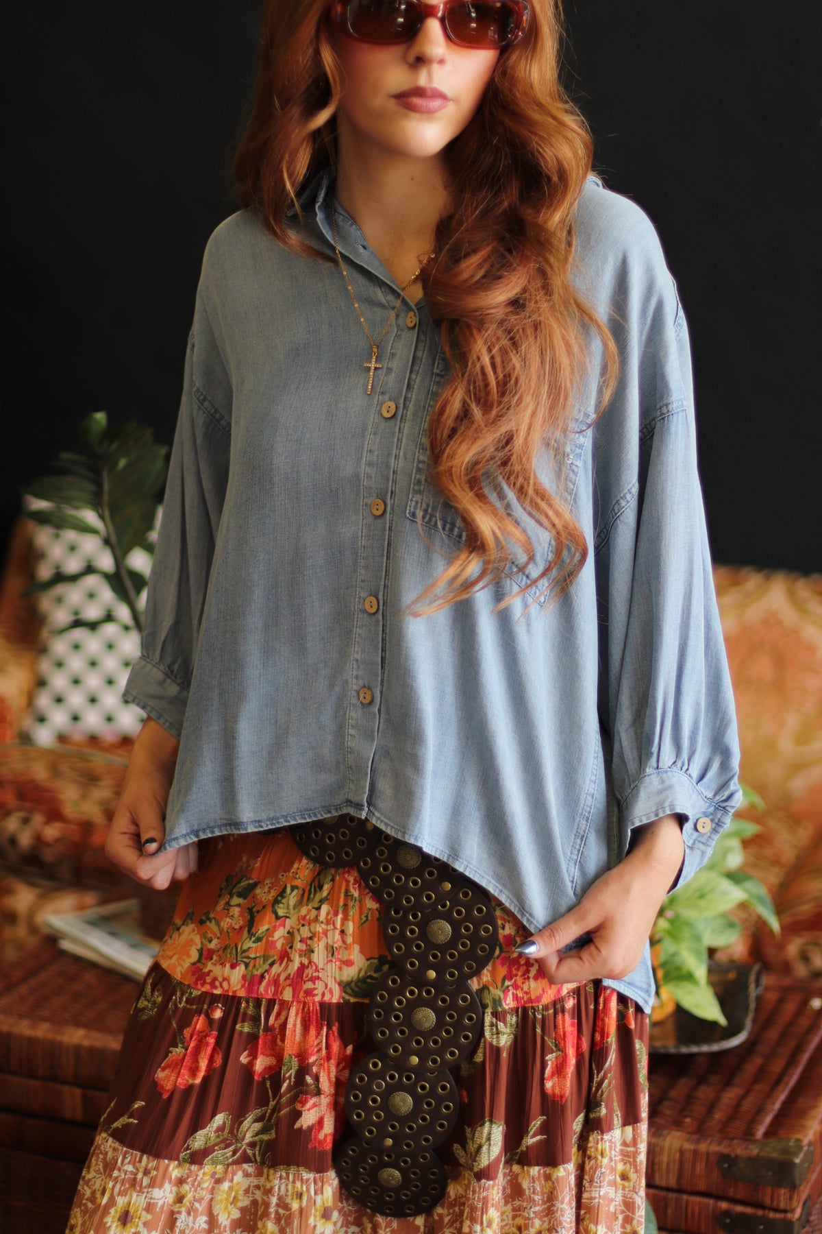 Garten Button Down Chambray Top