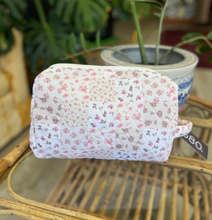 "Garden of Roses" Quilted Vanity and Travel Bag