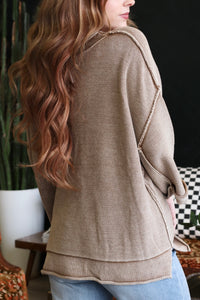 Oversized Ashen Mocha Inverted Seam Sweater