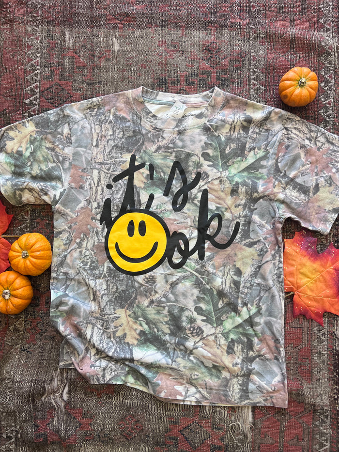 It's Ok Camo Emo Boxy Cotton T-Shirt