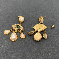 Evil Eye & Pearl Dangle Earrings