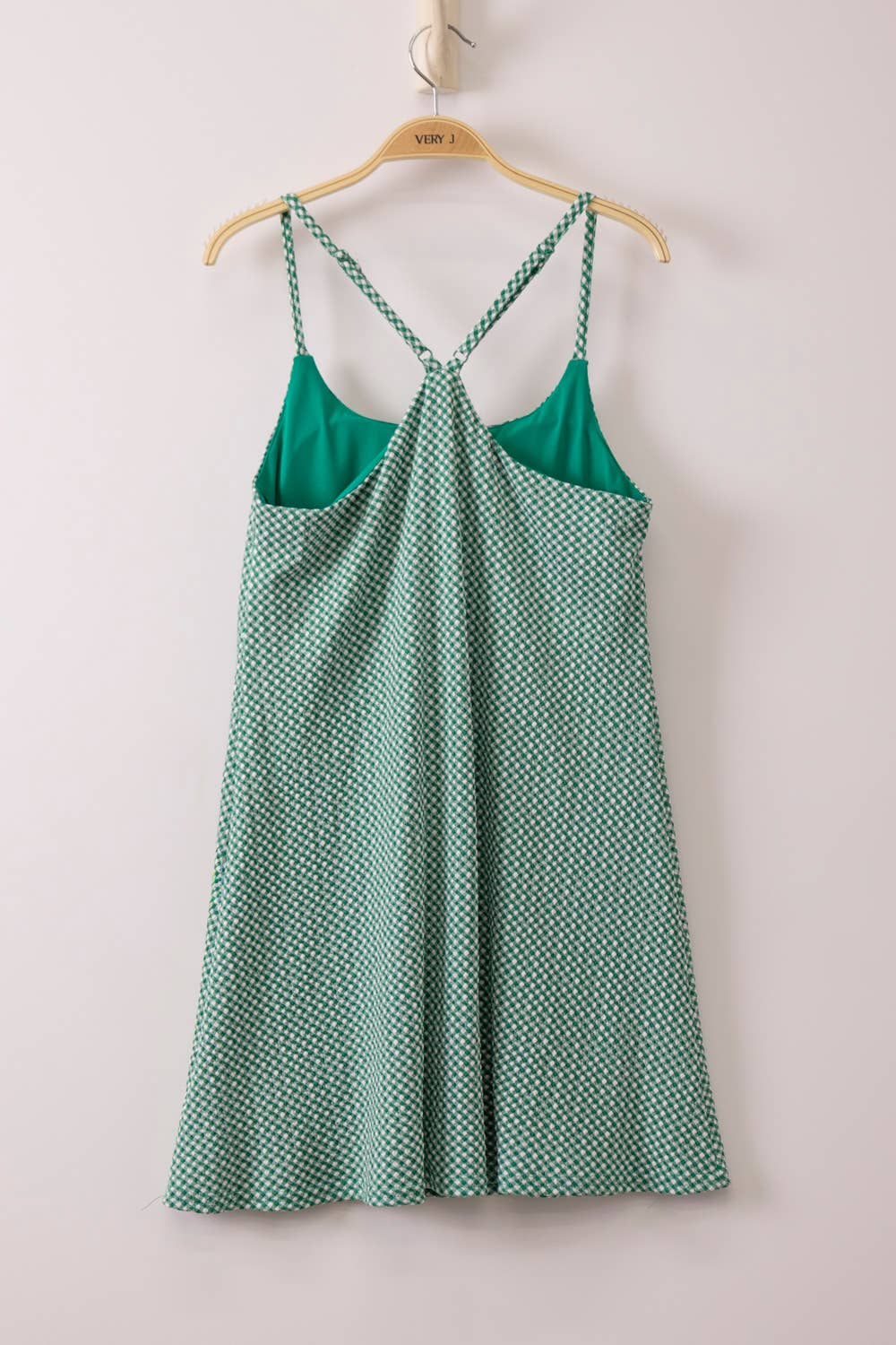 Ava Checkered Knit Active Tennis Dress Green