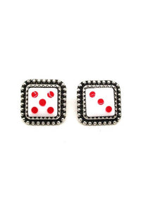DICE POST EARRINGS: Red