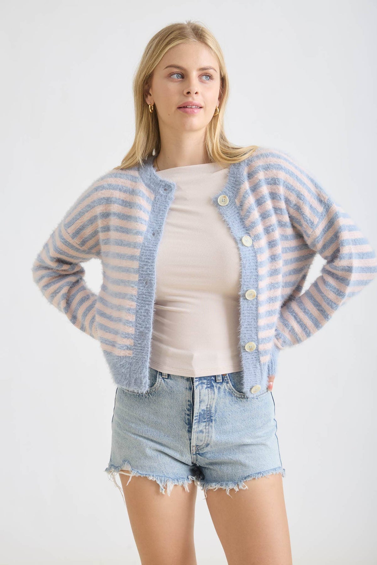 Twila Striped Blue Cardigan
