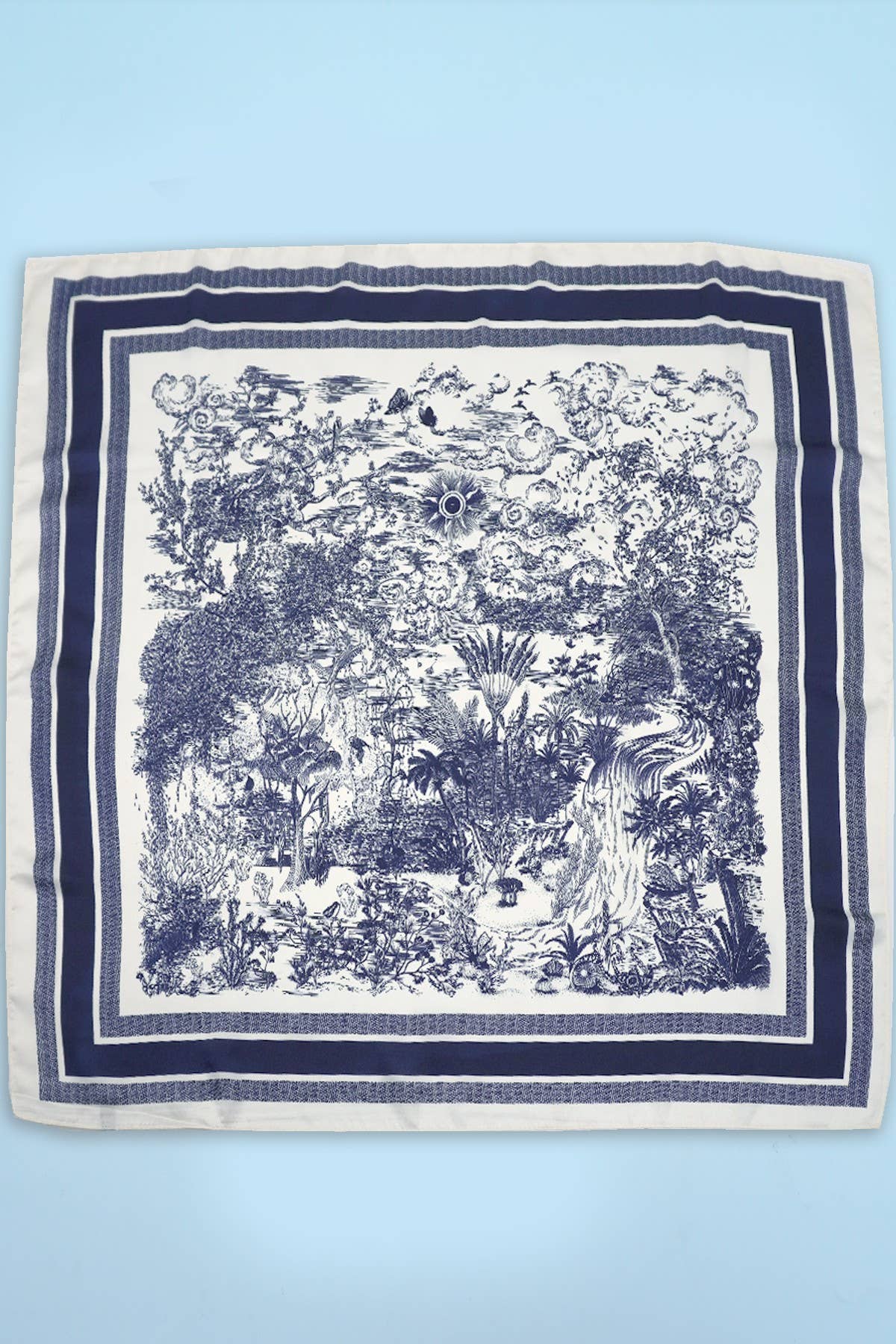 Forest Scene Navy & Ivory Bandana Scarf