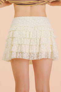 Tumbleweed Lace Mini Skirt W/ Inner Shorts Cream