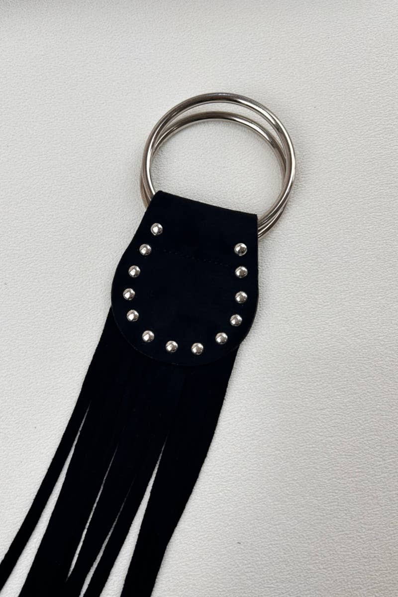 Brown Double Ring Fringe Belt
