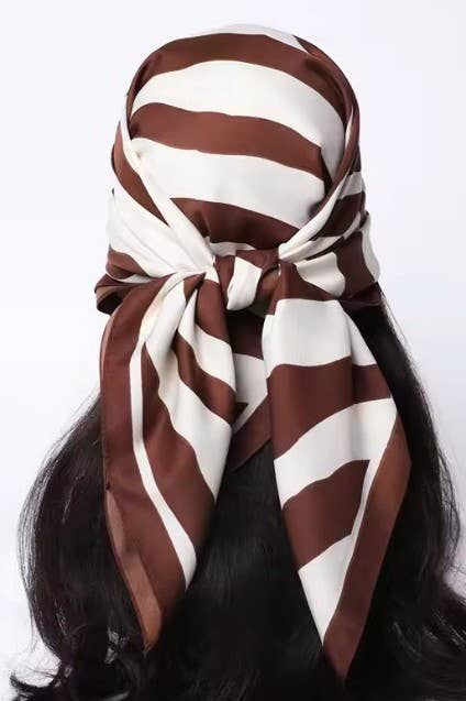 Large Brown Zebra Print Bandana Scarf