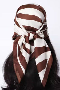 Large Brown Zebra Print Bandana Scarf
