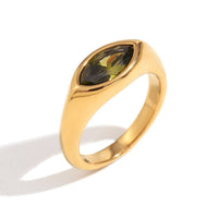 Horse Eye Zircon 18K GP Ring + Green