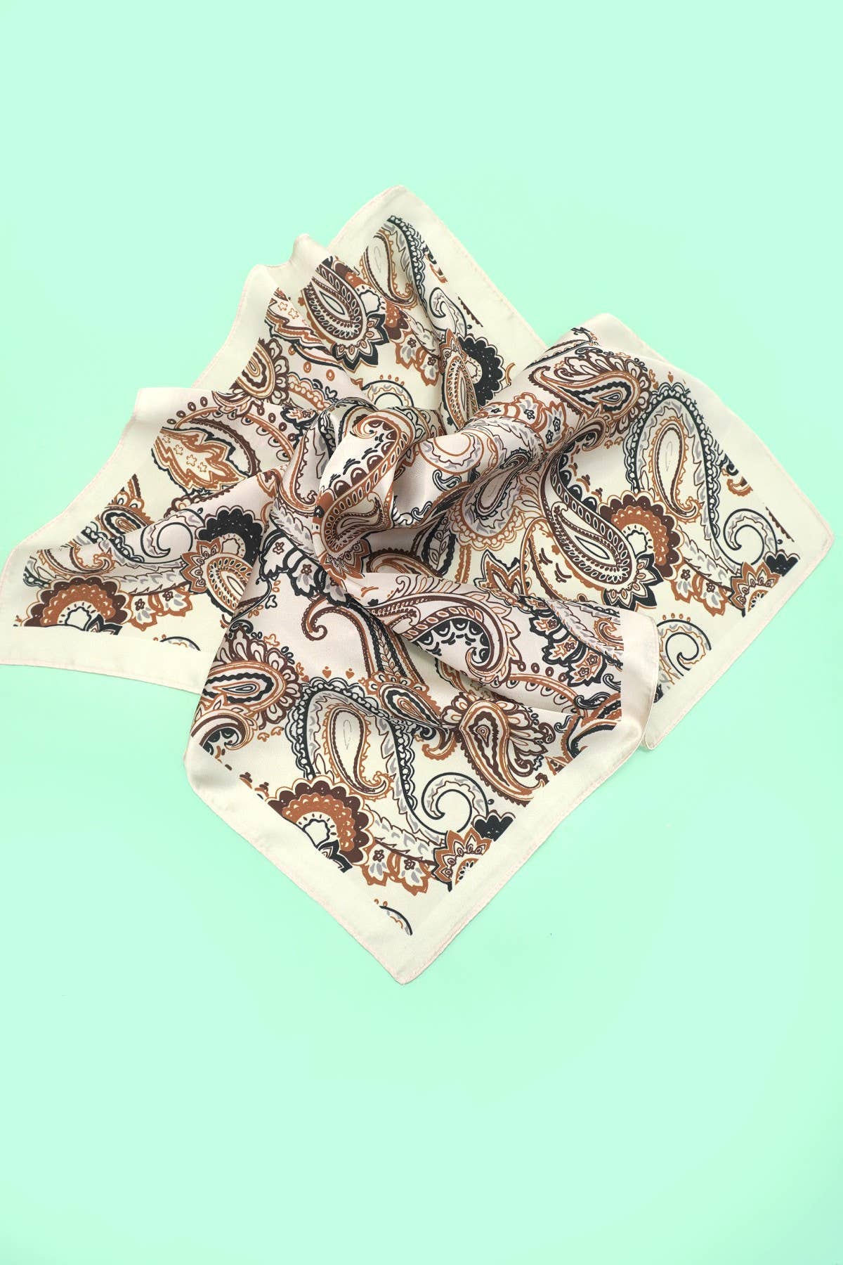 Ivory & Brown Paisley Bandana Scarf