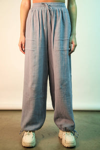 Gauze Wide Leg Pants in Denim