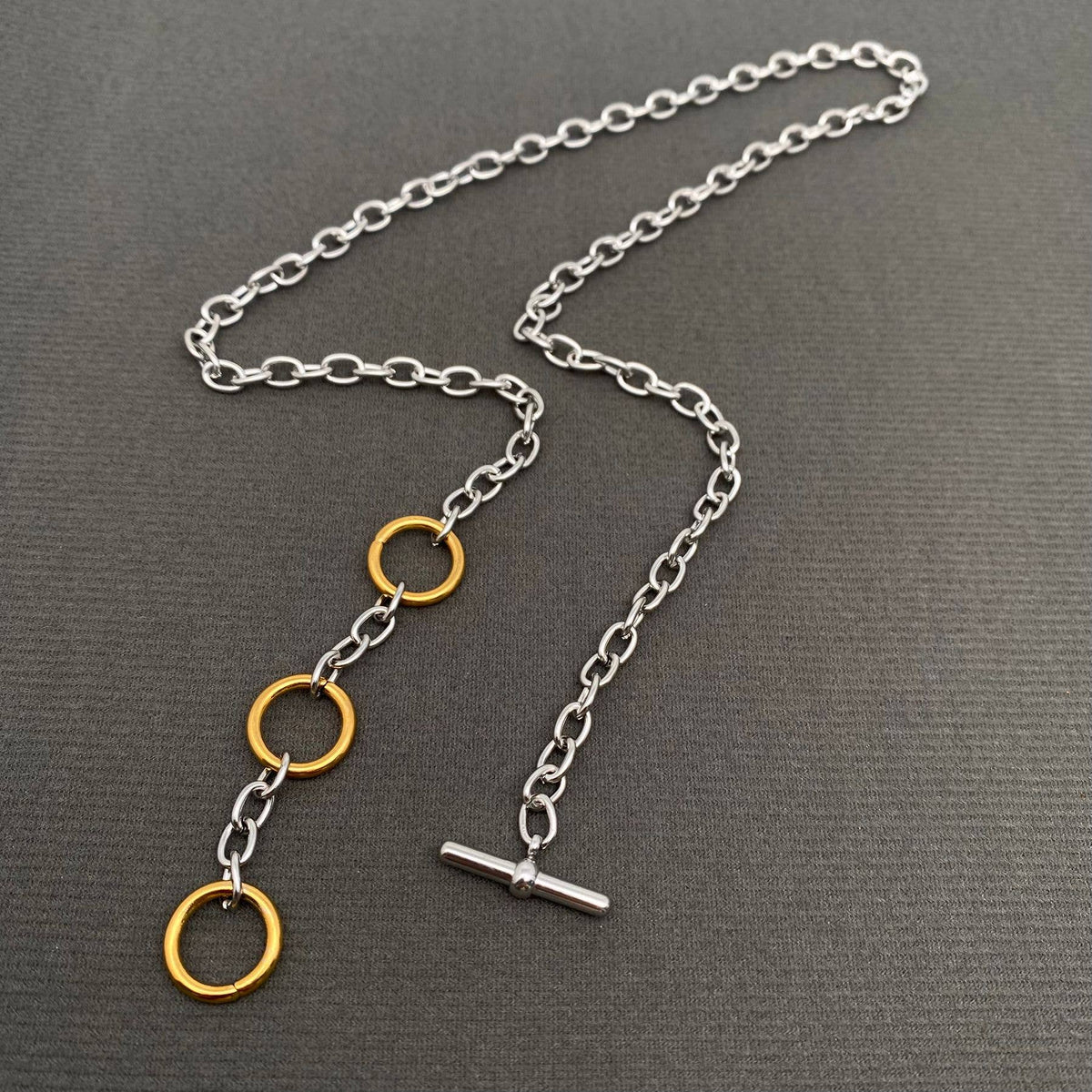 Two Tone 18K GP S.Steel Buckle Necklace